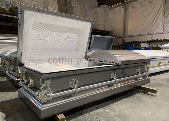 Metal stainless steel peti mati interior disesuaikan untuk pemakaman pegangan