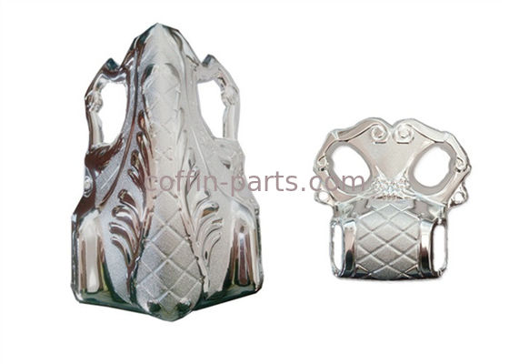 PP Plastic Material Silver Casket Corner  Coffin Parts  With Steel Bars