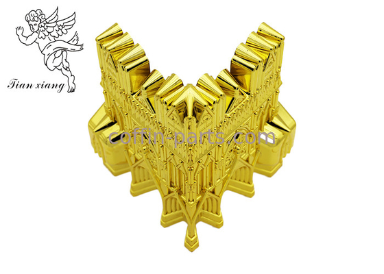 Customized Virgin Plastic Casket Corners Pale Golden American Style Dengan Katedral