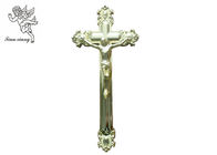 Ornamental Jesus Cross Funeral Crucifix Ukuran 44,8 × 20,8cm, Golden Plastic Casket Cross