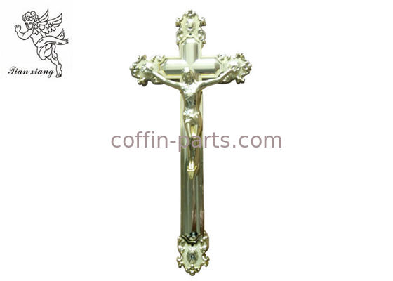 Ornamental Jesus Cross Funeral Crucifix Size 44.8×20.8cm , Golden Plastic Casket Cross