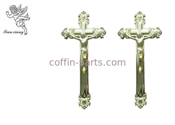 Ornamental Jesus Cross Funeral Crucifix Size 44.8×20.8cm , Golden Plastic Casket Cross